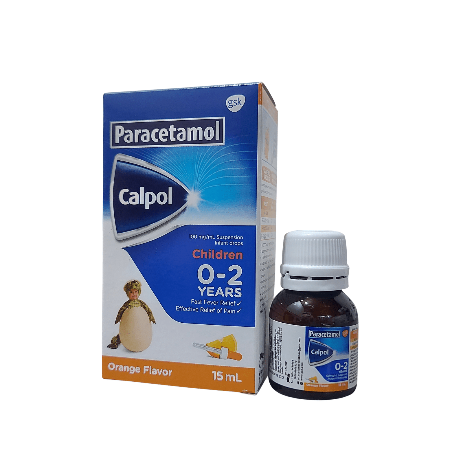 calpol_0_2_orange Calpol 0-2 Years 100mg /mL Suspension 15mL - Image 1