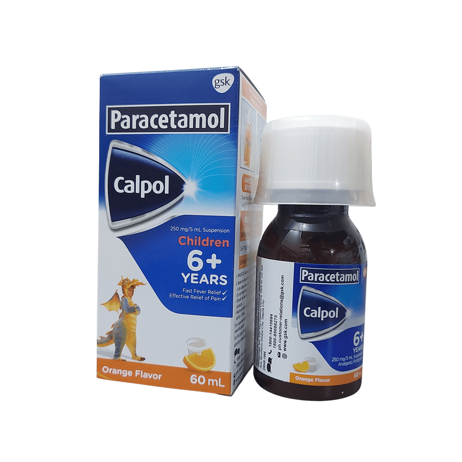 calpol_6_up_orange Calpol 6+ Years 250mg /5mL Suspension 60mL - Image 1