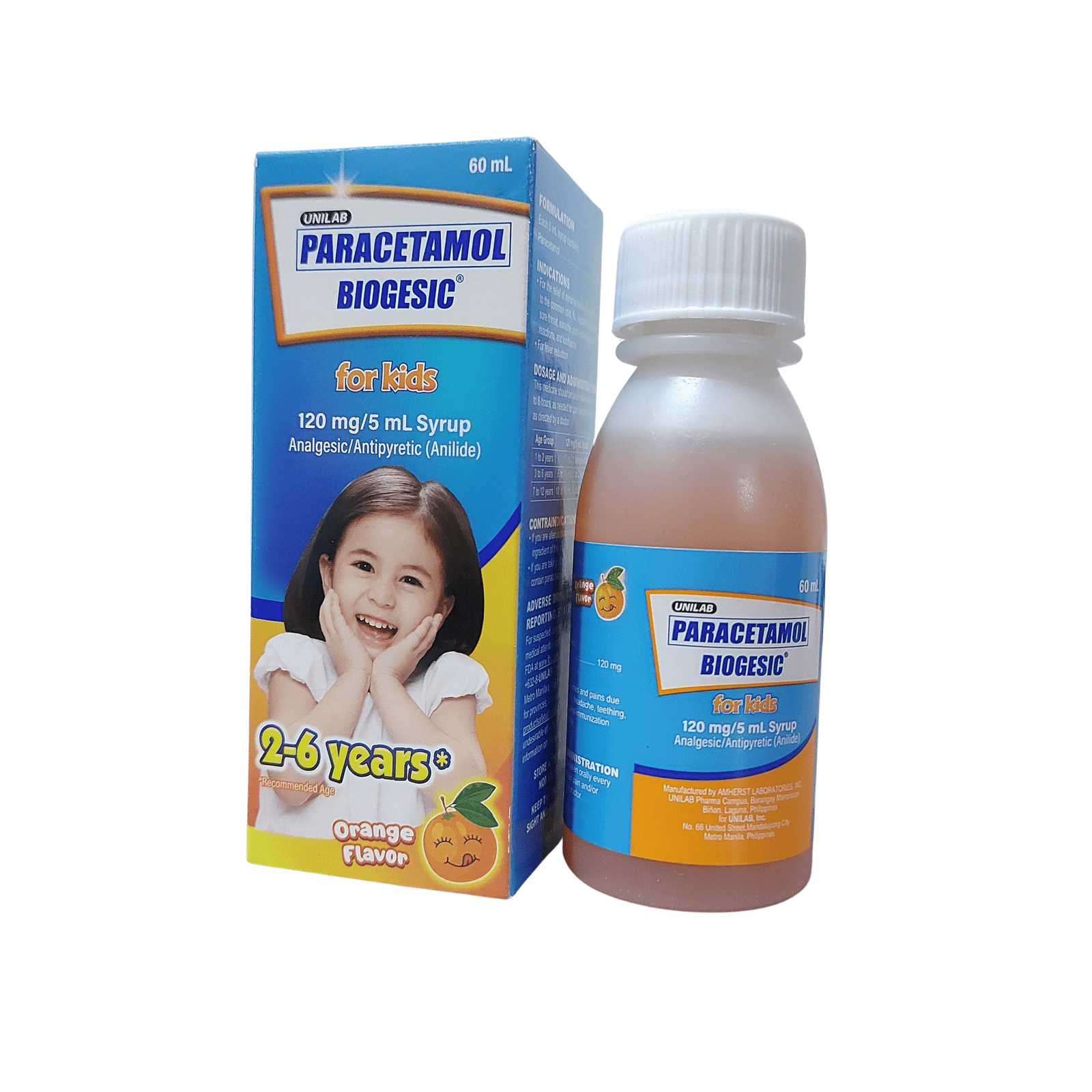 paracetamol_biogesic_120mg_60ml Biogesic 2-6 years 120mg /5mL Syrup 60mL - Image 1